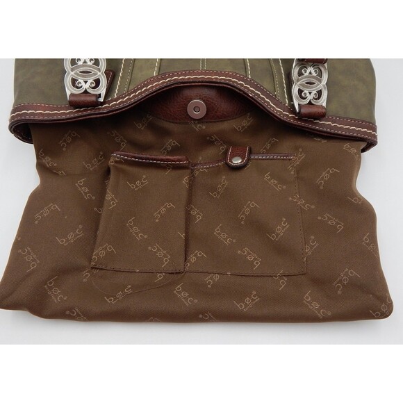BOC Bøc Born Concept Green Tan Brown Handbag Purse Shoulder Bag Pockets - Picture 12 of 16